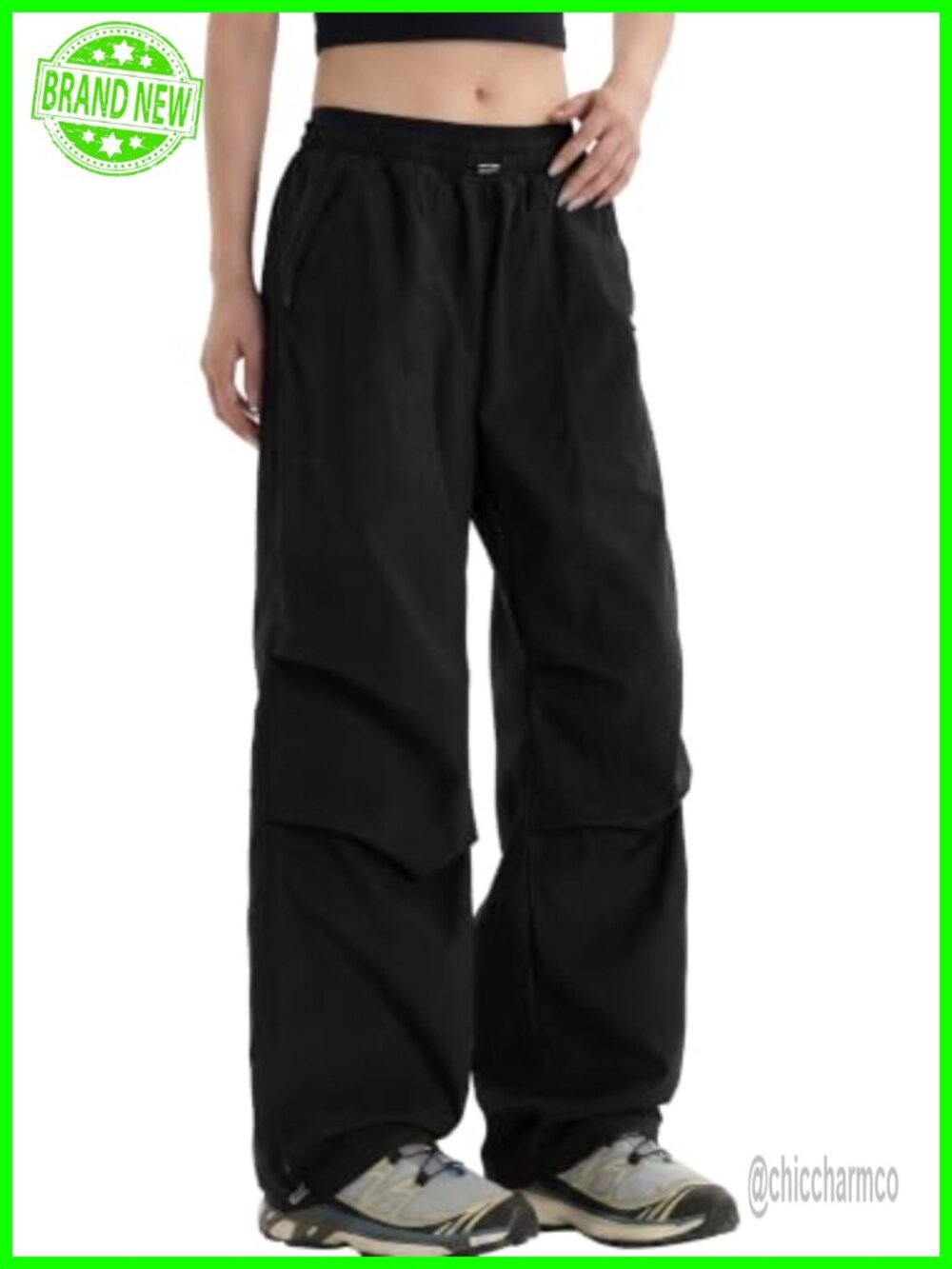 Wide Leg Cargo Hiking Pants Adjustable Leg Cuffs Windproof